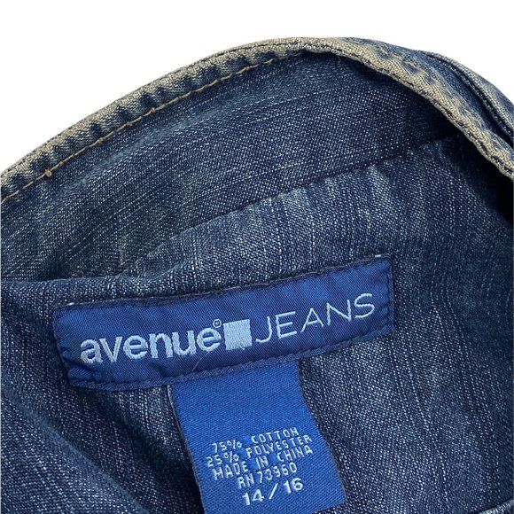 Avenue Jeans Women's Medium Washed Button Front Blue Denim Jacket Size 14/16 - Picture 5 of 6